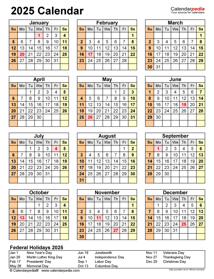 Free Printable Pocket Calendar 2025