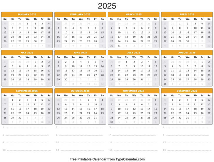 Time and Date Printable Calendar 2025