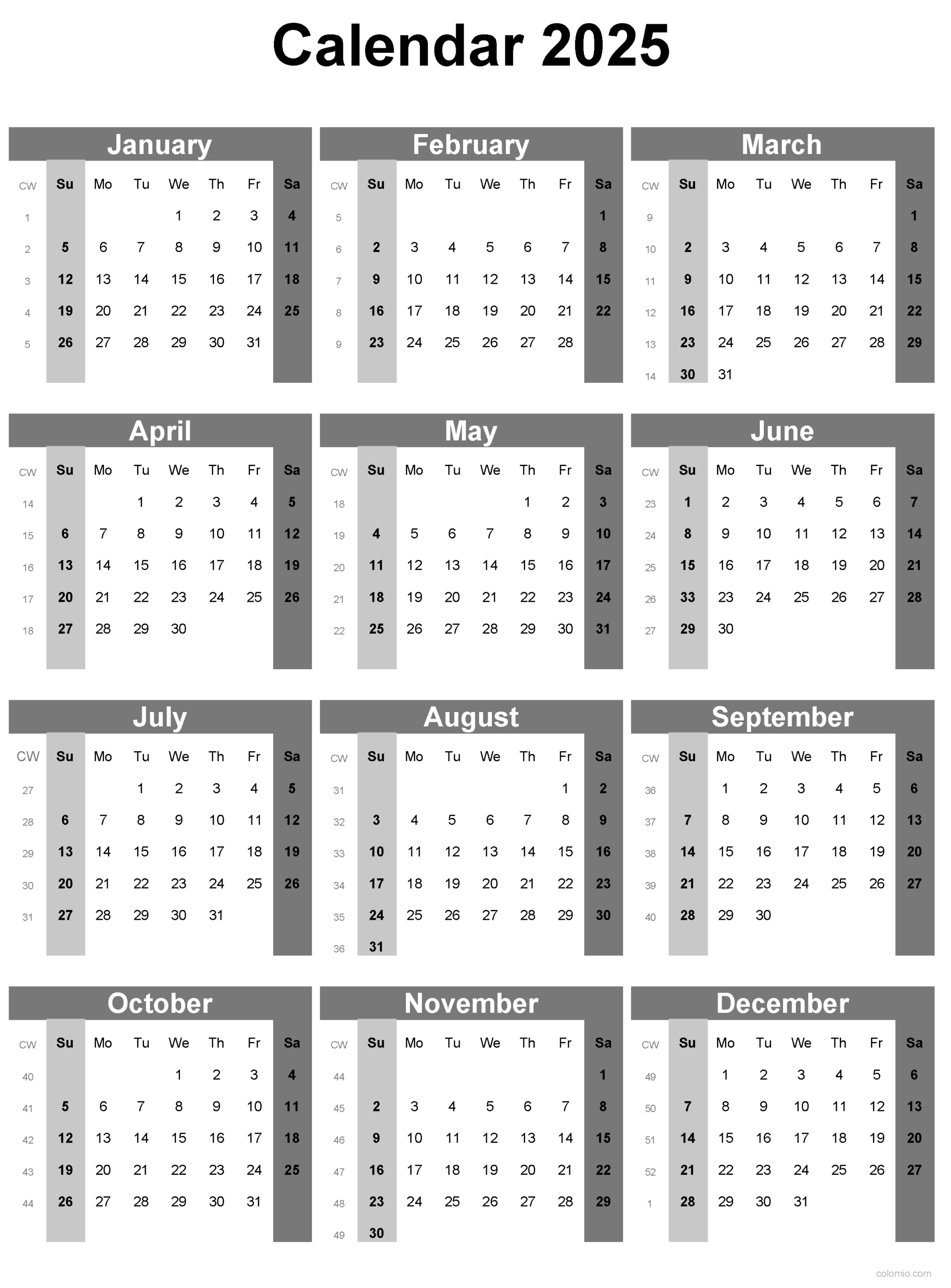 2025 Calendar Printable, ✓ Pdf, Excel And Image File - Free for 2025 Work Week Calendar Printable