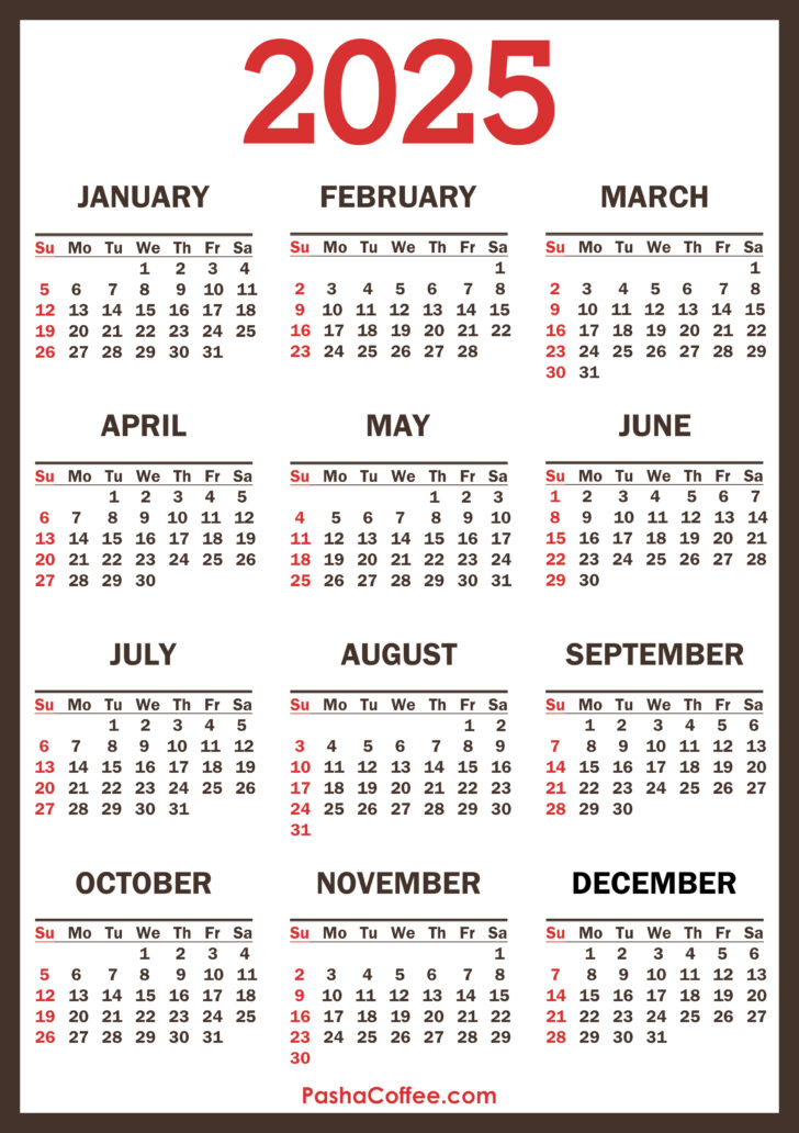 Free 2025 Printable Calendar One Page Free Download