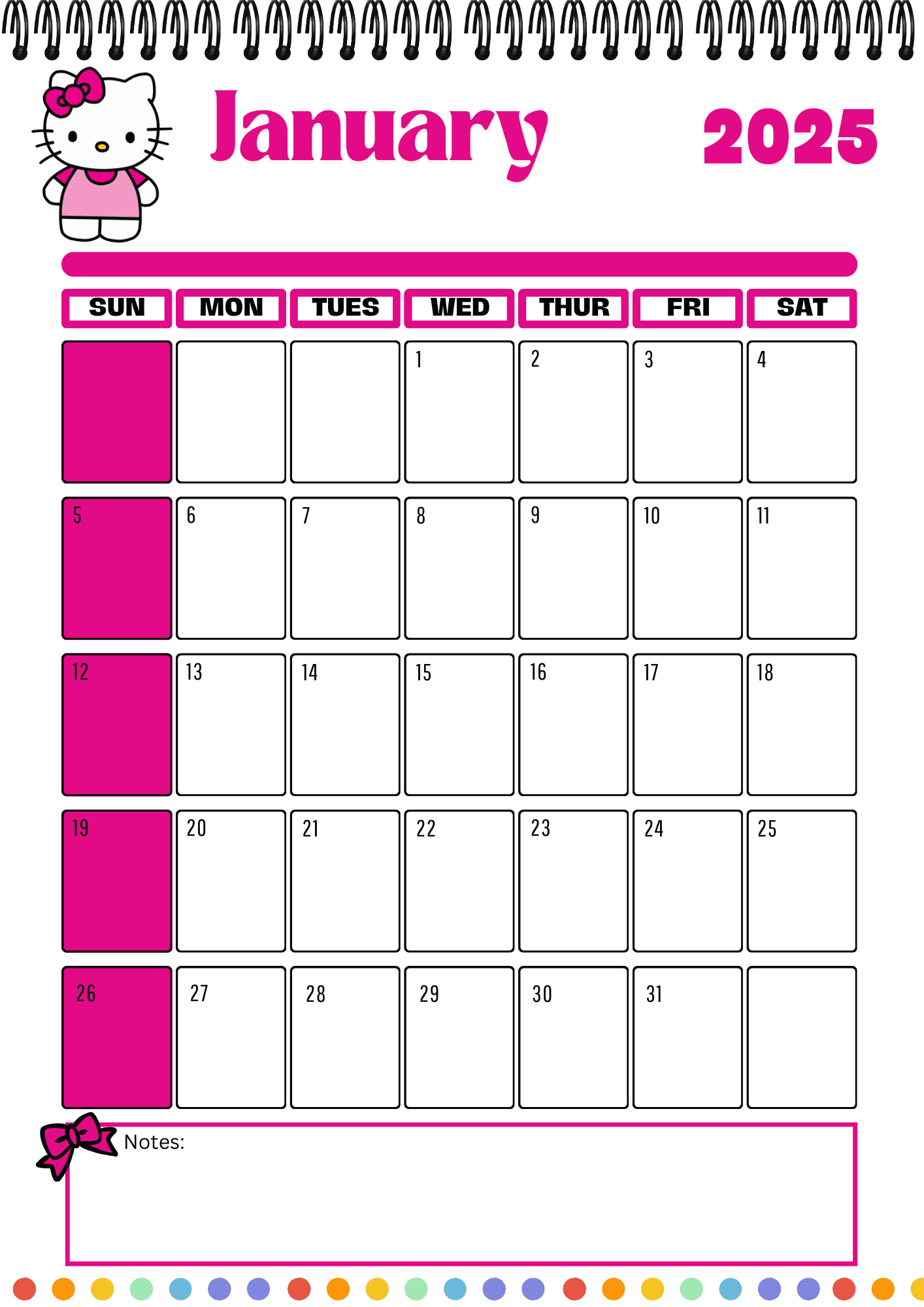 2025 Hello Kitty Calendarhoneynavarrete - Raket.ph pertaining to 12 Month Free Printable Hello Kitty Calendar 2025