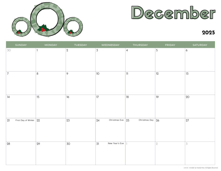 Free Printable Childrens Calendar 2025