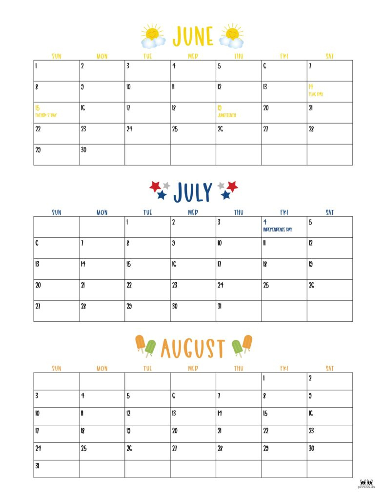 2025 Summer Calendars - 27 Free Printables | Printabulls in Summer Calendar Printable 2025