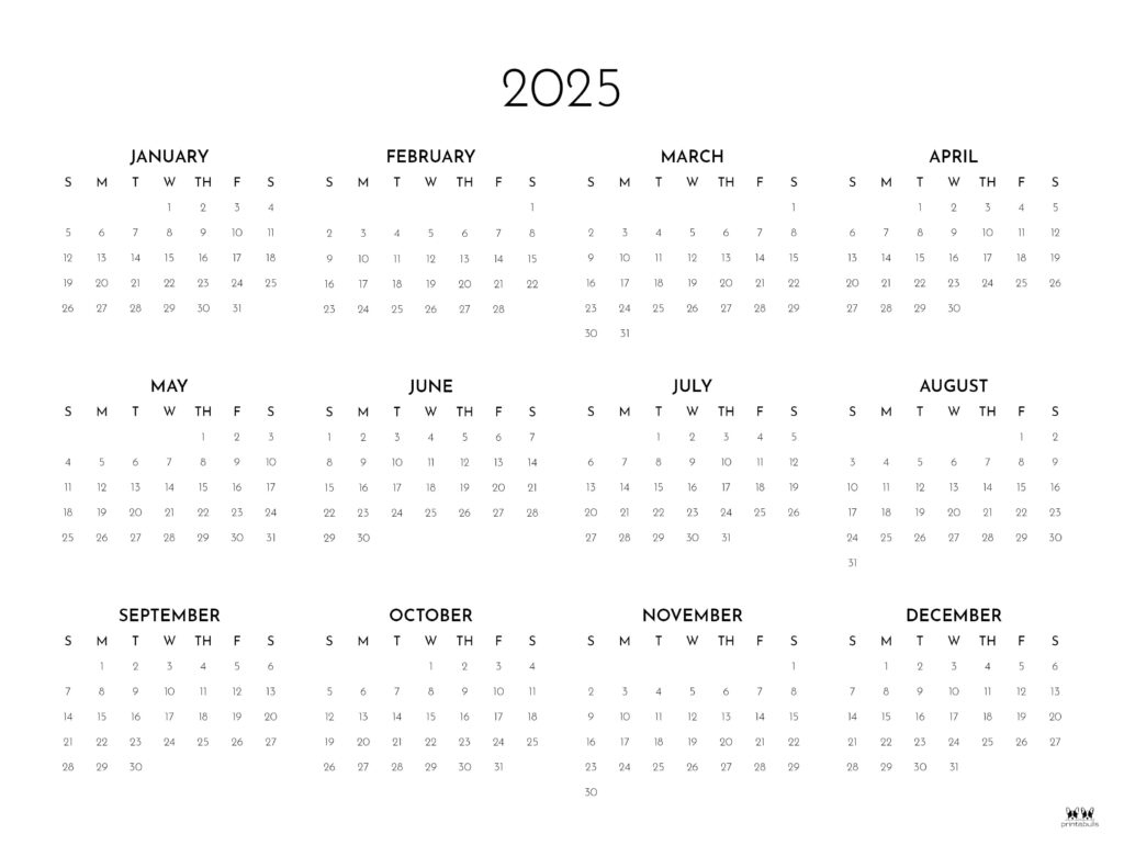 2025 Weekly Calendars - All 52 Weeks | Printabulls in 52 Week Calendar 2025 Printable