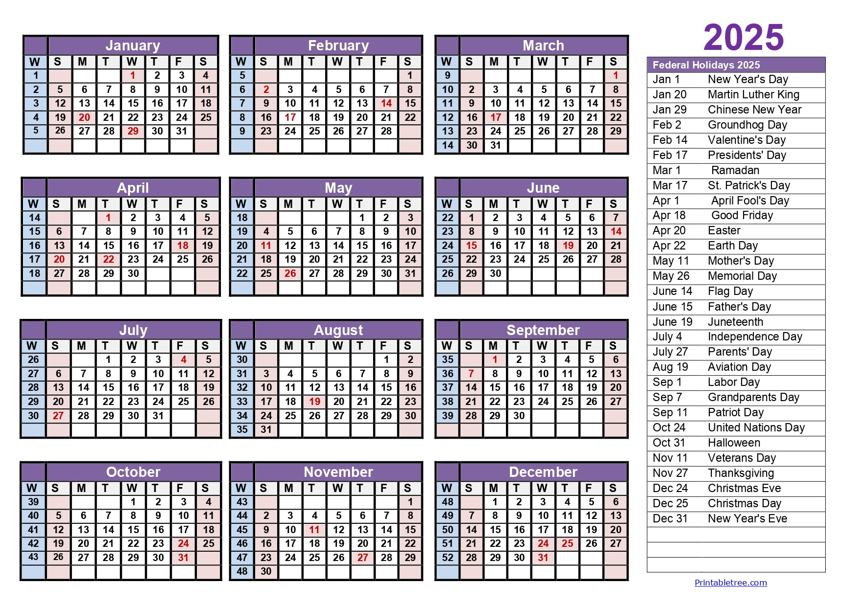 Calendar Weeks 2025 - Printable Tree with regard to 2025 Calendar with Week Numbers Printable