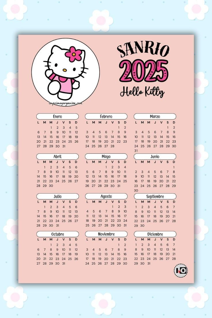 Calendario 2025 Hello Kitty with 12 Month Free Printable Hello Kitty Calendar 2025