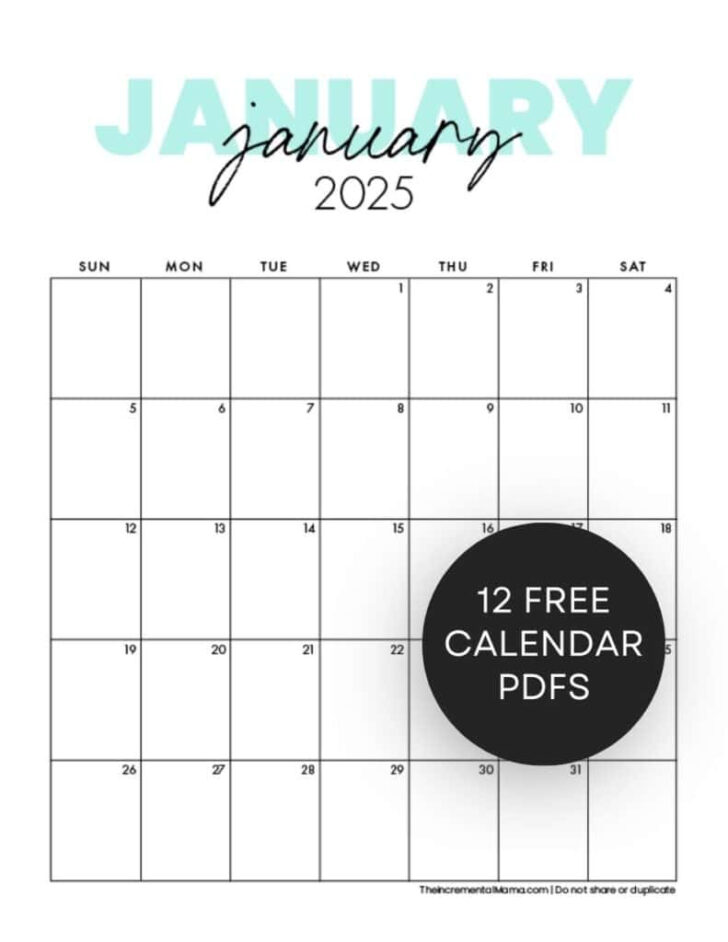 2025 Cute Printable Calendar