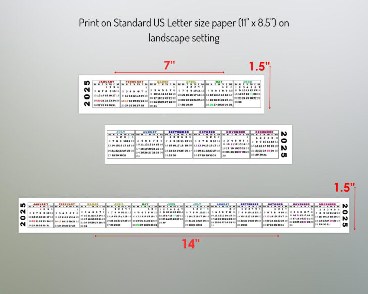2025 Calendar Strip Printable