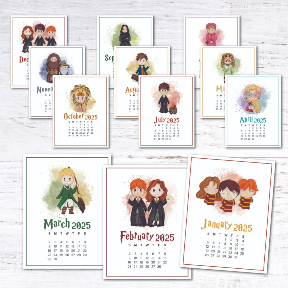 Free 2025 Harry Potter Wall Calendar — Krafty Planner in Harry Potter Printable Calendar 2025