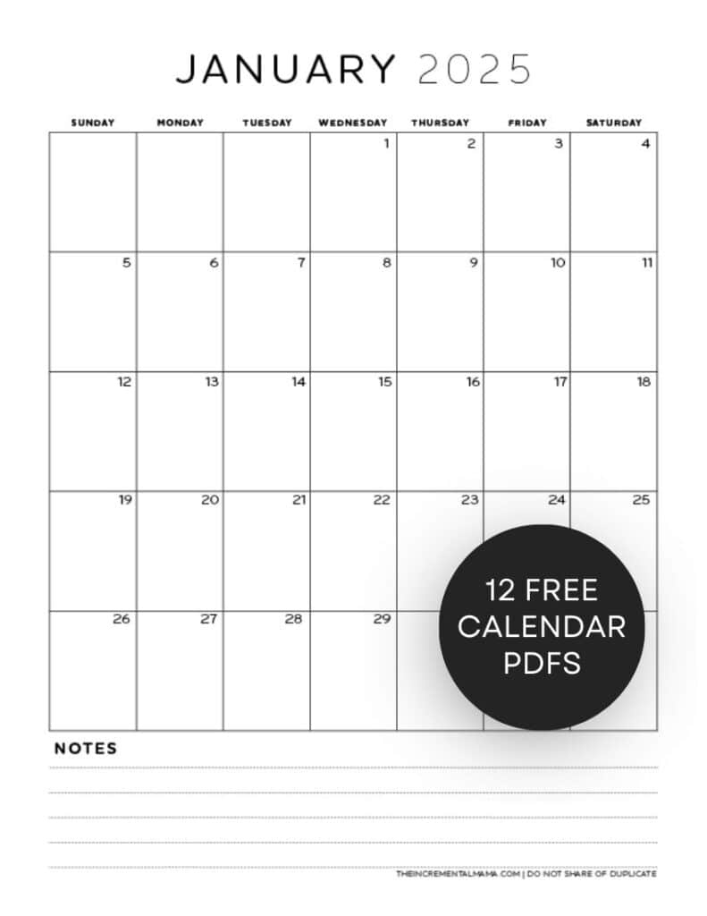 Free 2025 Monthly Calendar Pdf Printable With Lined Section - The in Printable Monthly Calendar 2025 With Lines