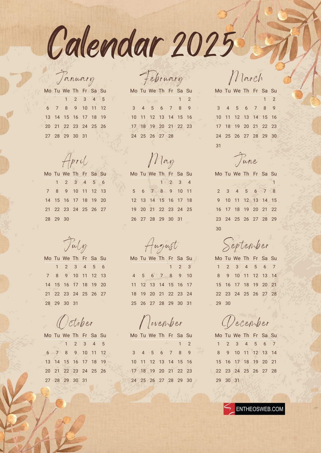 Free 2025 Printable Calendars #Free 2025 Printable Calendars within Aesthetic 2025 Calendar Printable