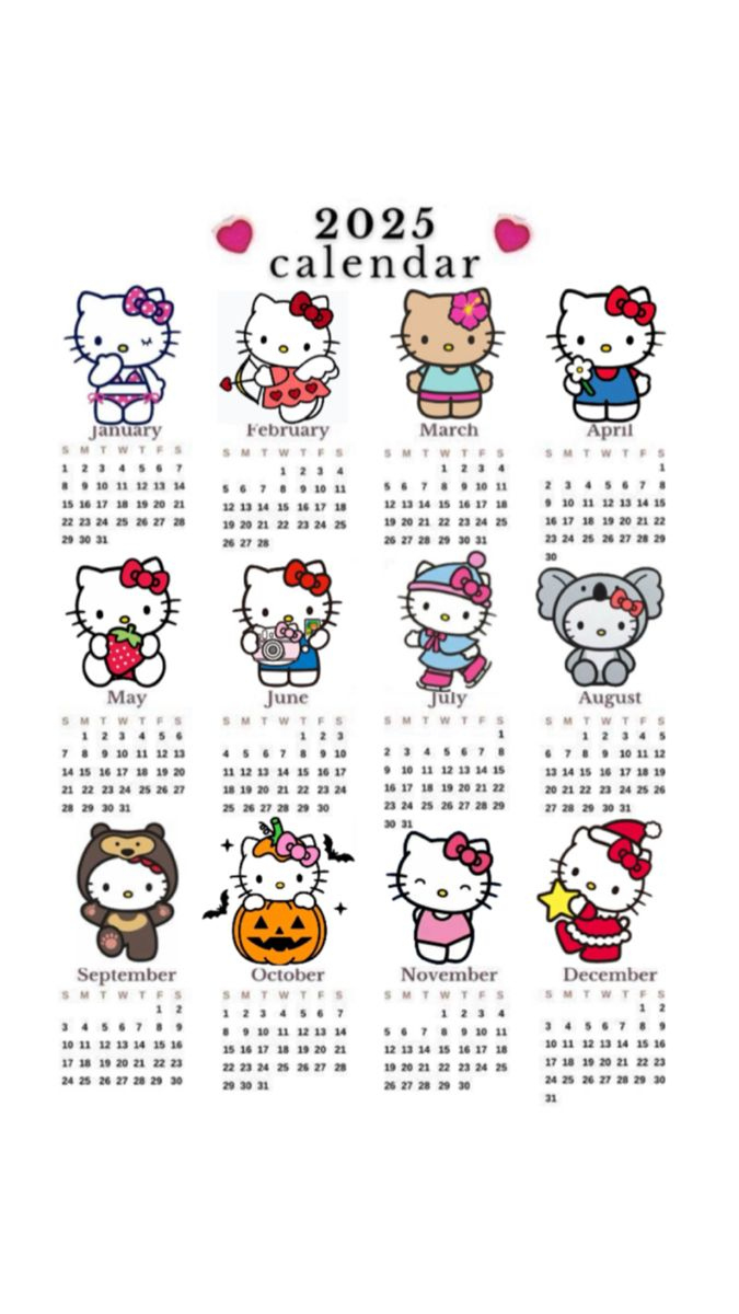 Hello Kitty Calendar 2025 Australian Addition pertaining to 12 Month Free Printable Hello Kitty Calendar 2025