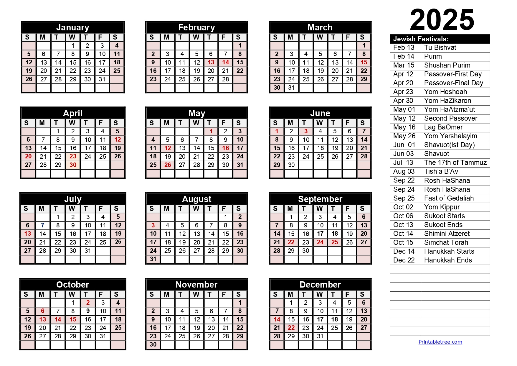 Jewish Calendar 2024, 2025 Pdf Templates With Jewish Holidays Lists regarding Printable Jewish Calendar 2025