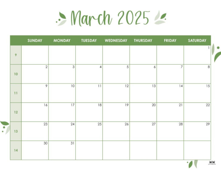 Cute March 2025 Calendar Printable