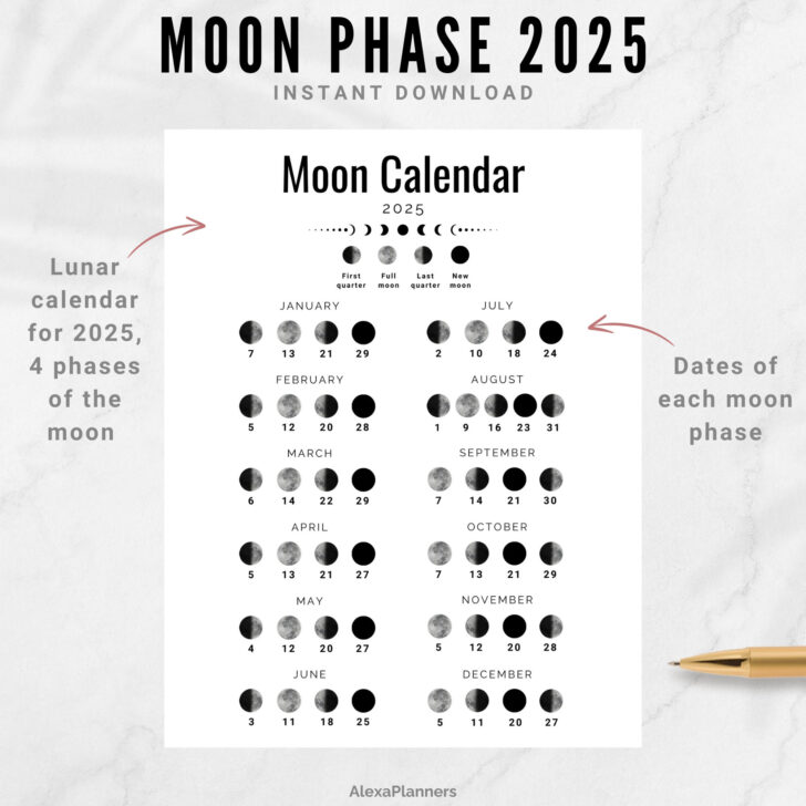 Full Moon Calendar 2025 Printable