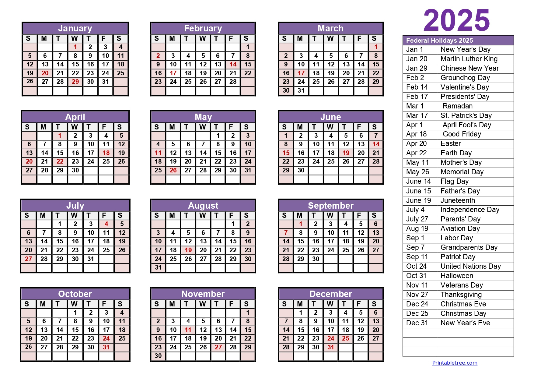 Printable Calendar 2025 One Page With Holidays (Single Page) 2025 pertaining to Julian Calendar 2025 Printable Free
