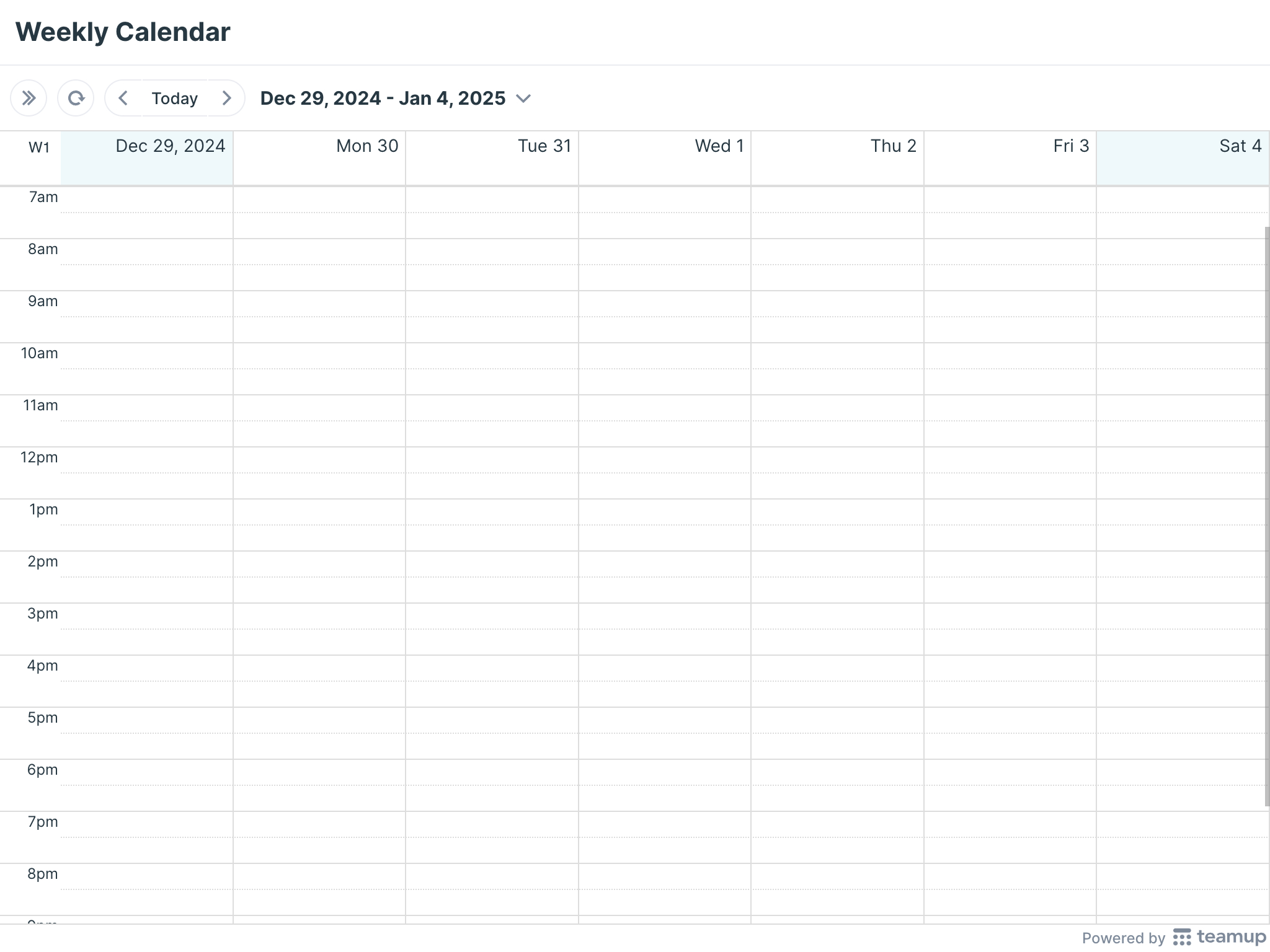 Printable Weekly Calendar 2025 - Teamup inside 2025 Calendar Weekly Printable