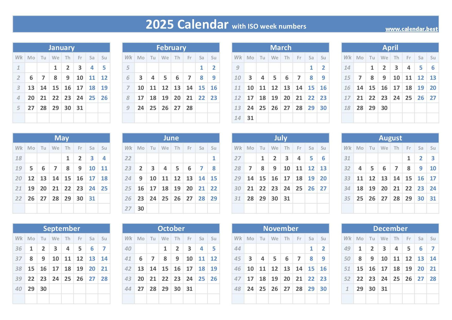 Week 52 2025: Dates, Calendar And Weekly Schedule To Print with 52 Week Calendar 2025 Printable