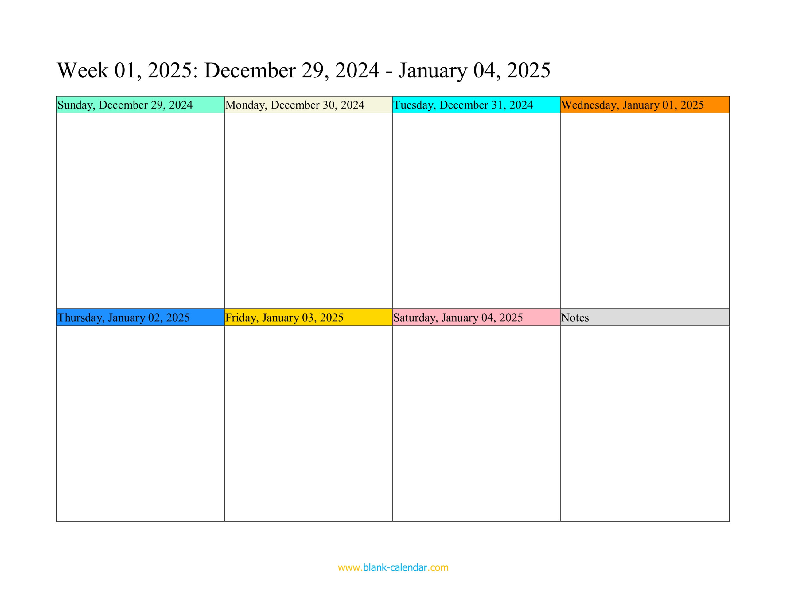 Weekly Calendar 2025 (Word, Excel, Pdf) in 2025 Calendar Weekly Printable