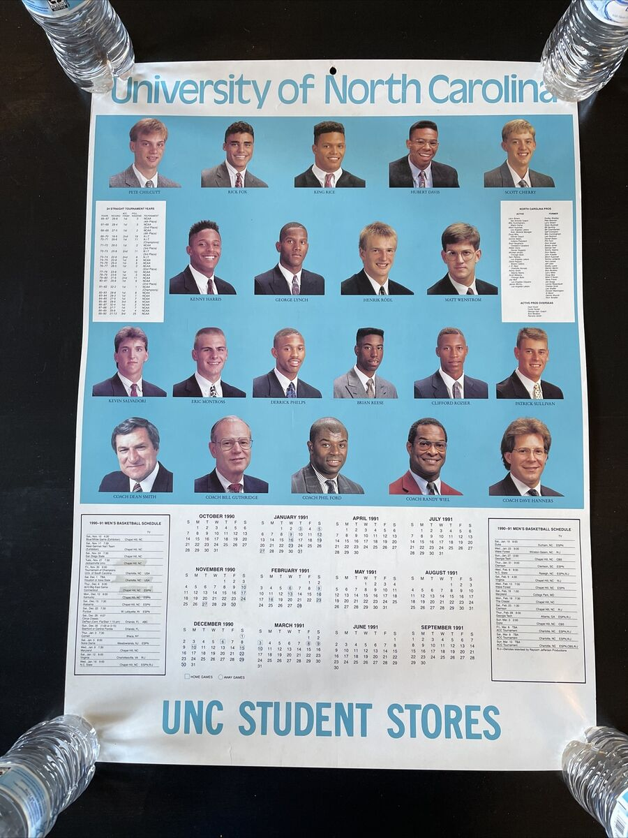 1990-91 University Of North Carolina Tarheels Basketball Schedule for COL Univeristy of North Carolina Tar Heels 2025 Calendar Printable