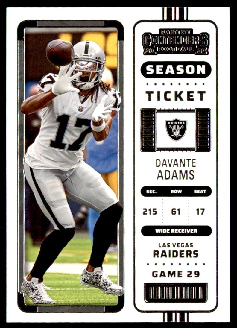 2022 Panini Contenders Football Base Season Ticket Davante Adams inside NFL Las Vegas Raiders Davante Adams 2025 Calendar Printable