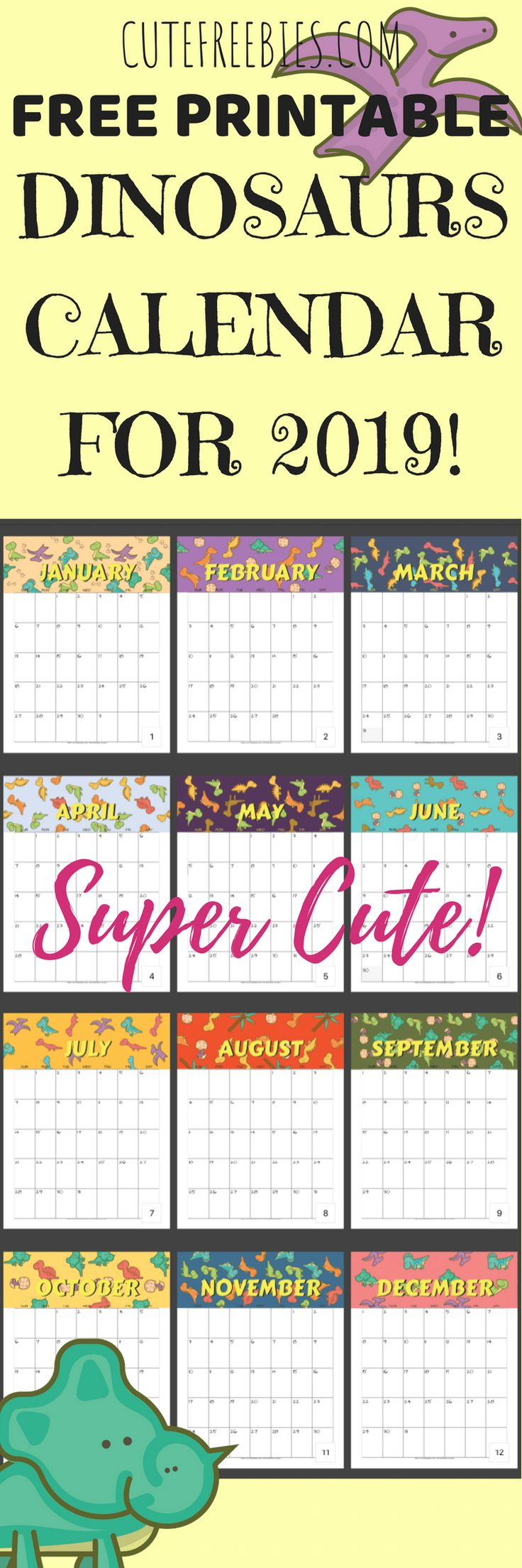 2024 2025 Free Printable Dinosaurs Monthly Calendar - Cute throughout Dinosaurs 2025 Calendar Printable