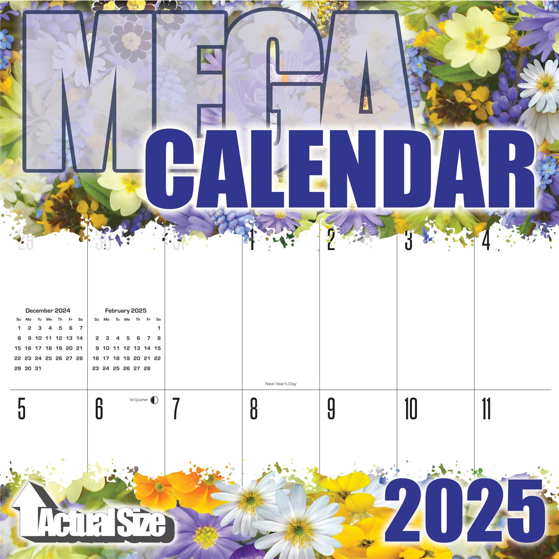 2024 2025 Large Grid Flowers Wall Calendar - Large Print Big Grid Wall Calendar- 12 X 24 Open - Thick No-Bleed Paper - Giftable - Academic Teacher&amp;#039;S inside Blooms Large Grid 2025 Calendar Printable