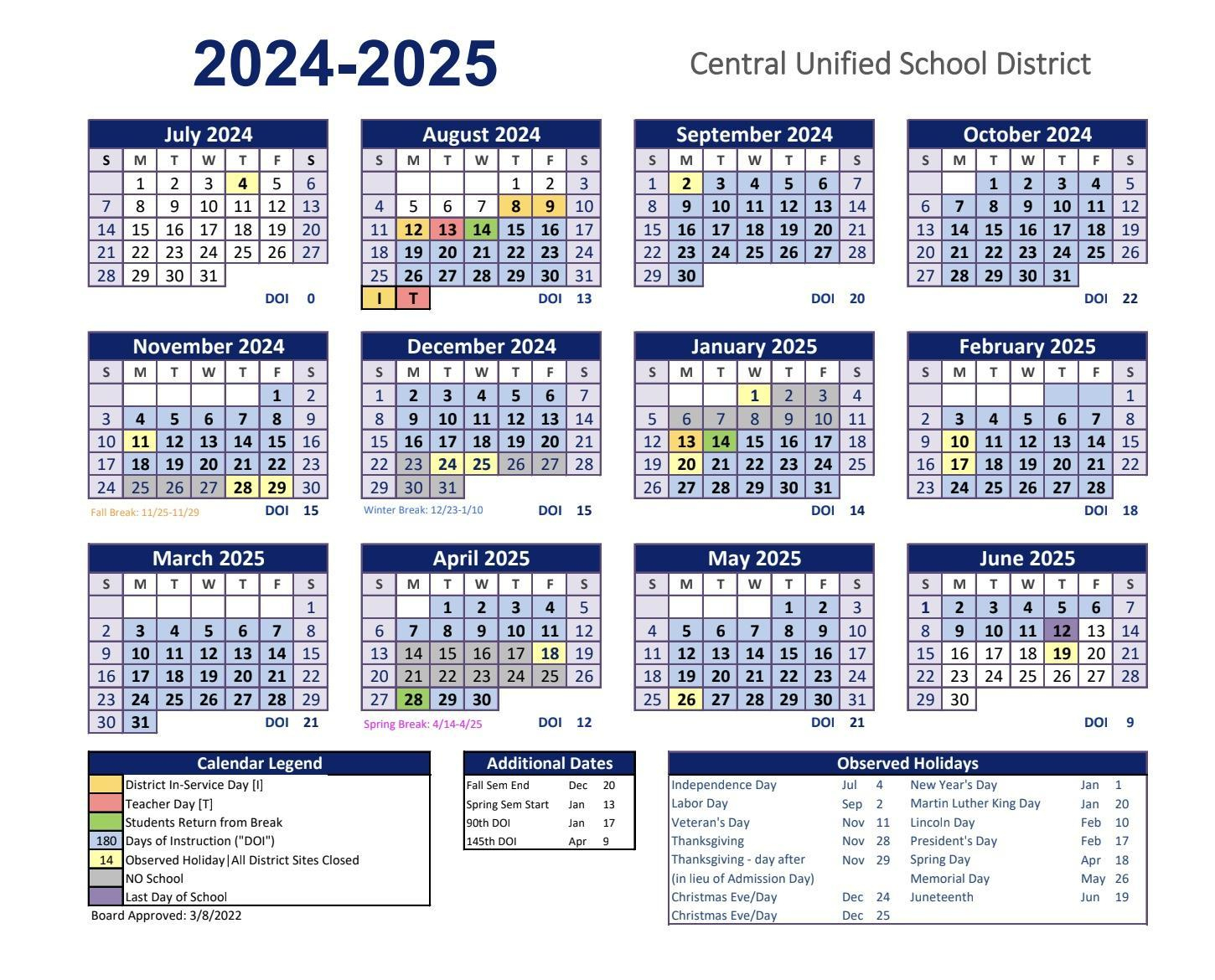 2024-2025 School Year Calendar – Calendars – Madison Elementary intended for California 2025 Calendar Printable