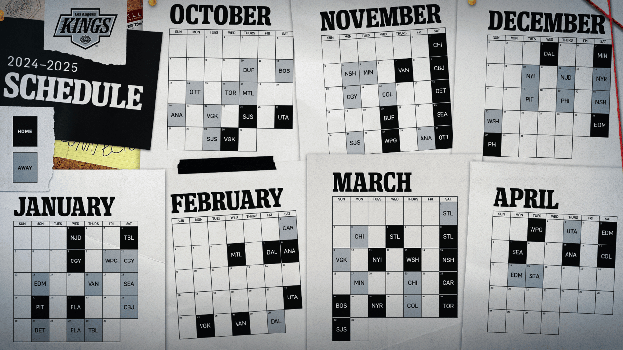 2024-25 Schedule Release regarding NHL Los Angeles Kings 2025 Calendar Printable