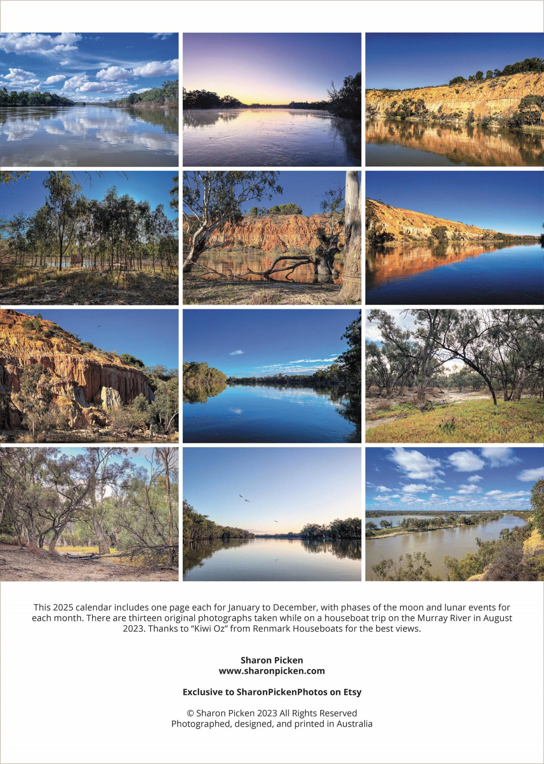 2025 A3 Murray River Views Calendar - Etsy within Lake View 2025 Calendar Printable