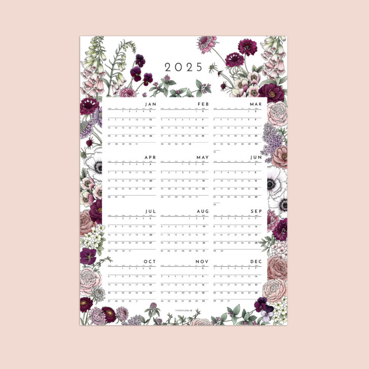 Flowers Poster 2025 Calendar  Printable