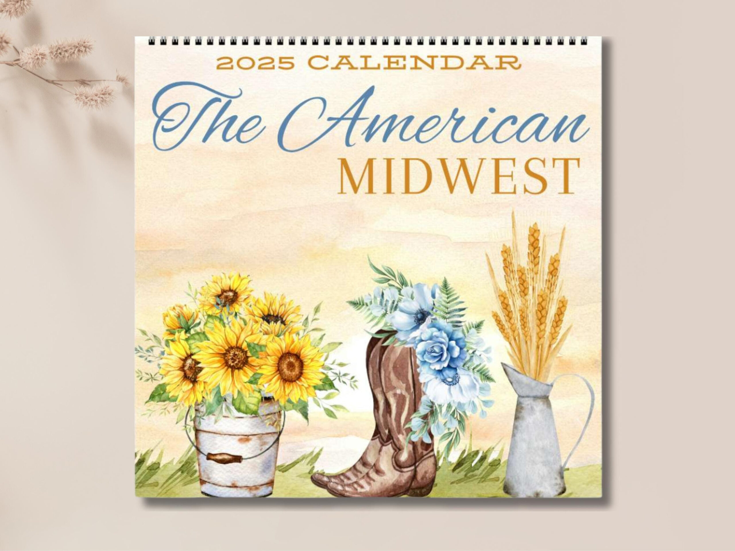 2025 American Midwest Watercolor Farmhouse Calendar, Great with Illinois Wild And Scenic 2025 Calendar Printable