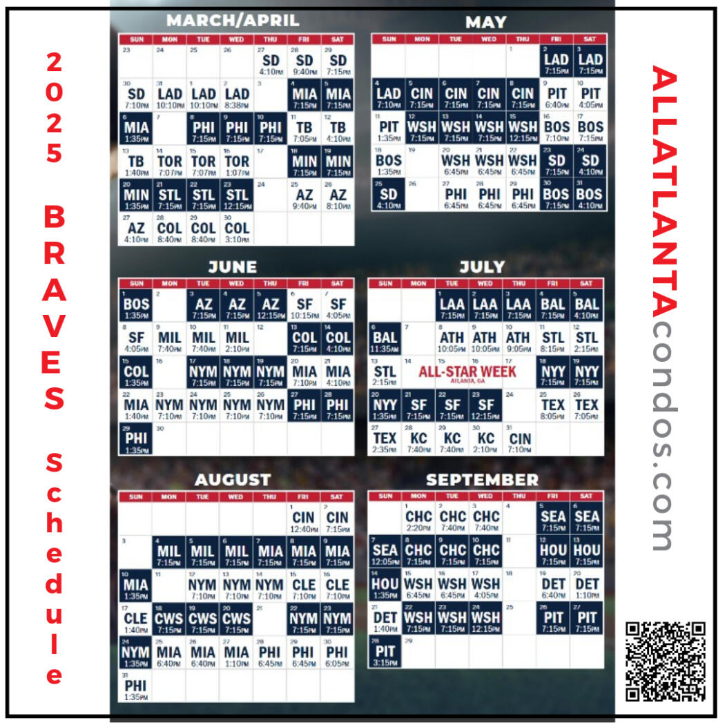 2025 Atlanta Braves Schedule with MLB Atlanta Braves 2025 Calendar Printable