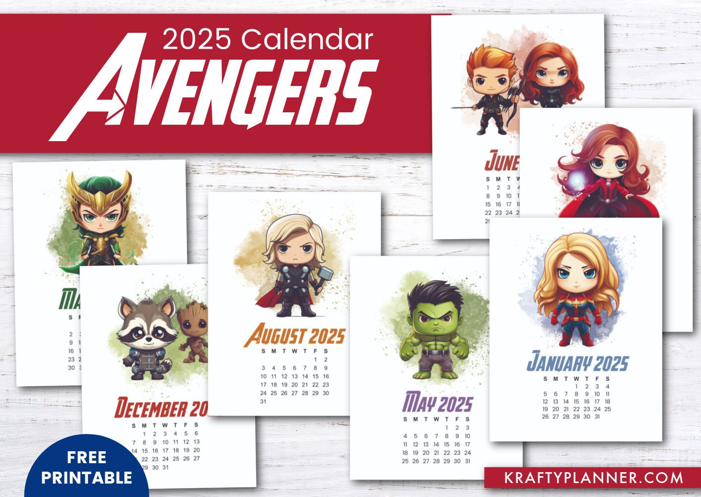 2025 Avengers Themed Wall Calendar — Krafty Planner pertaining to My Favorite Color Is Merica 2025 Calendar Printable
