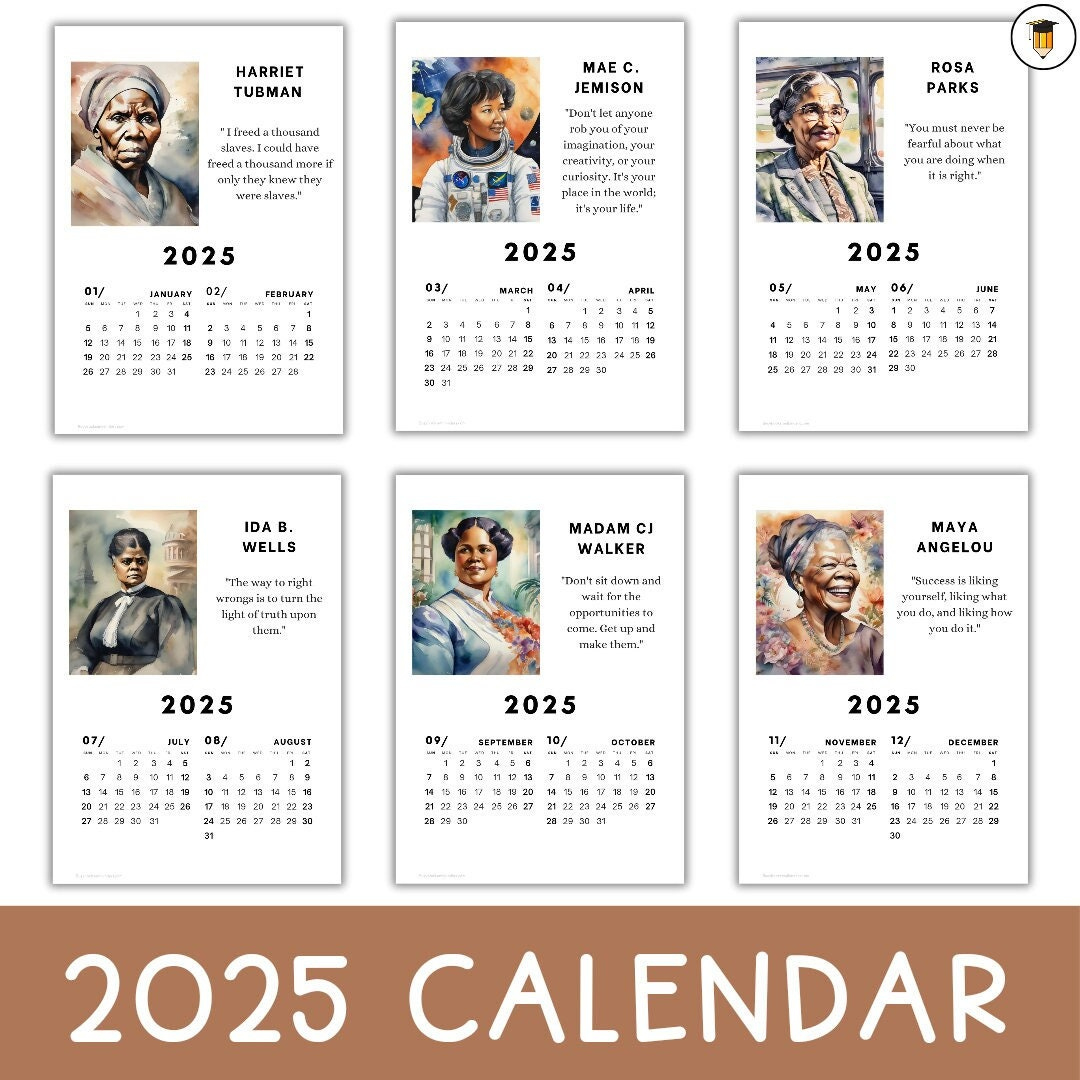 2025 Black History Calendar | Bulletin Board Display | Black in Muhammad Ali 2025 Calendar Printable