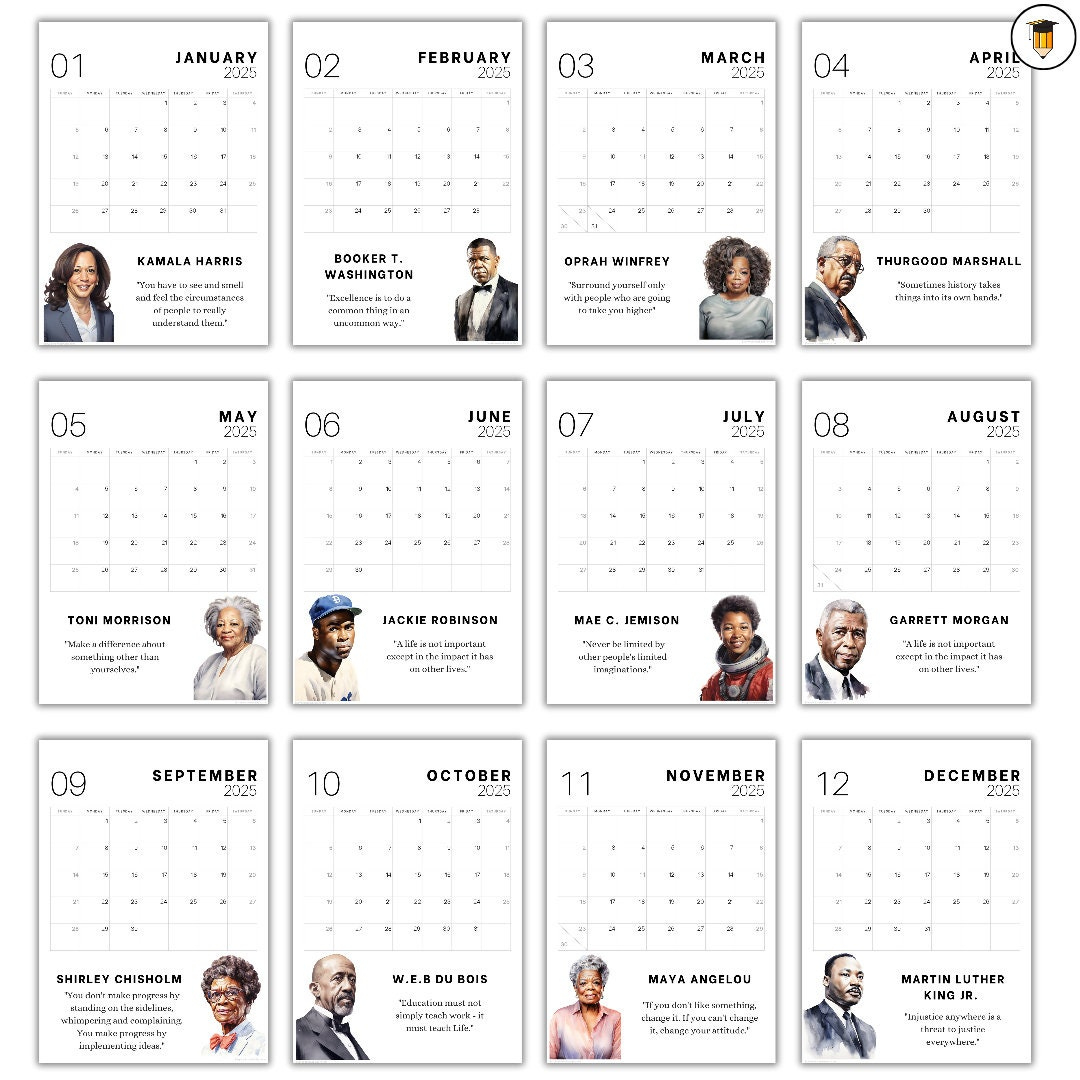 2025 Black History Calendar | Bulletin Board Display | Black intended for Ebony Men 2025 Calendar Printable