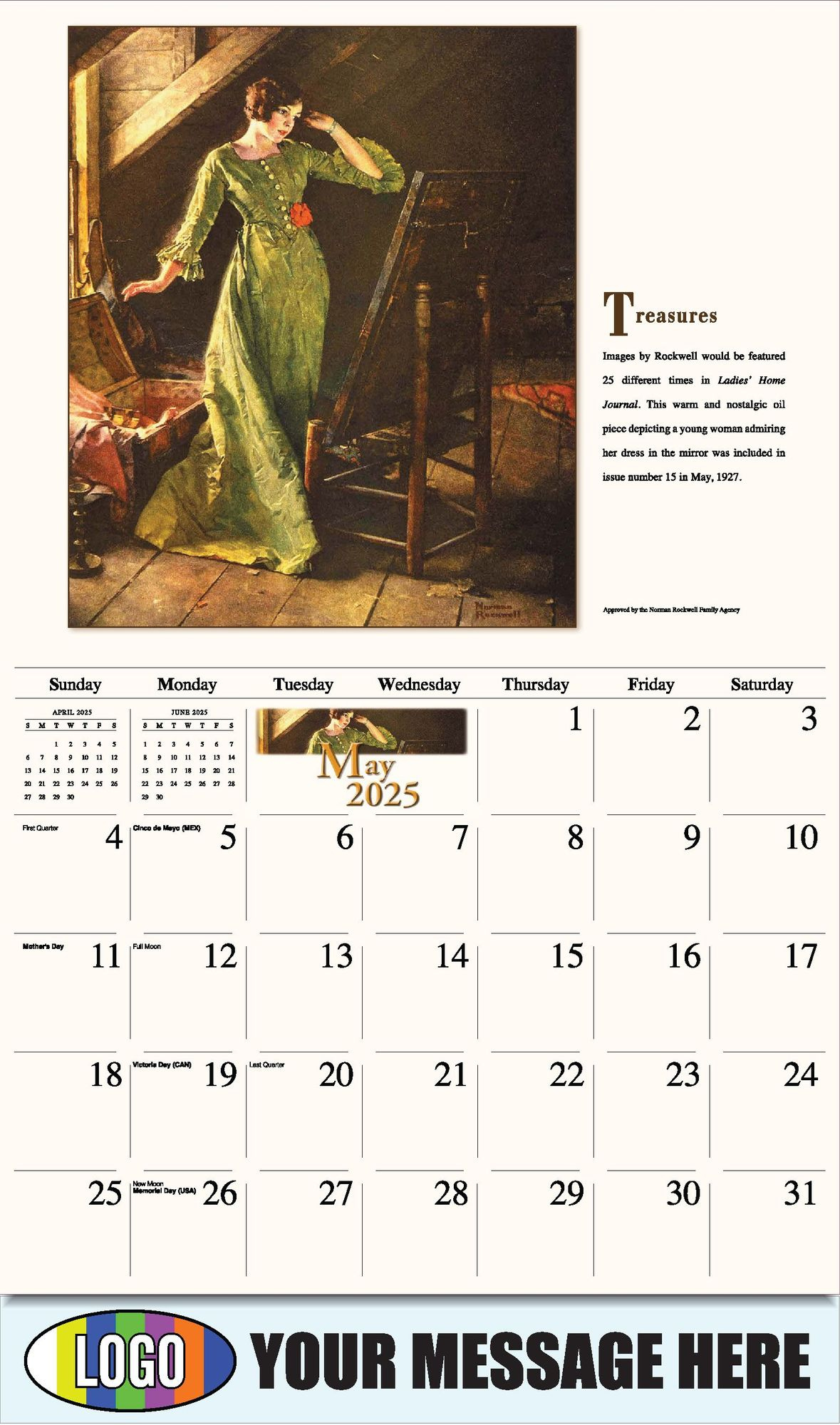 2025 Business Promotion Calendar | Norman Rockwell for Rockwell 2025 Calendar Printable