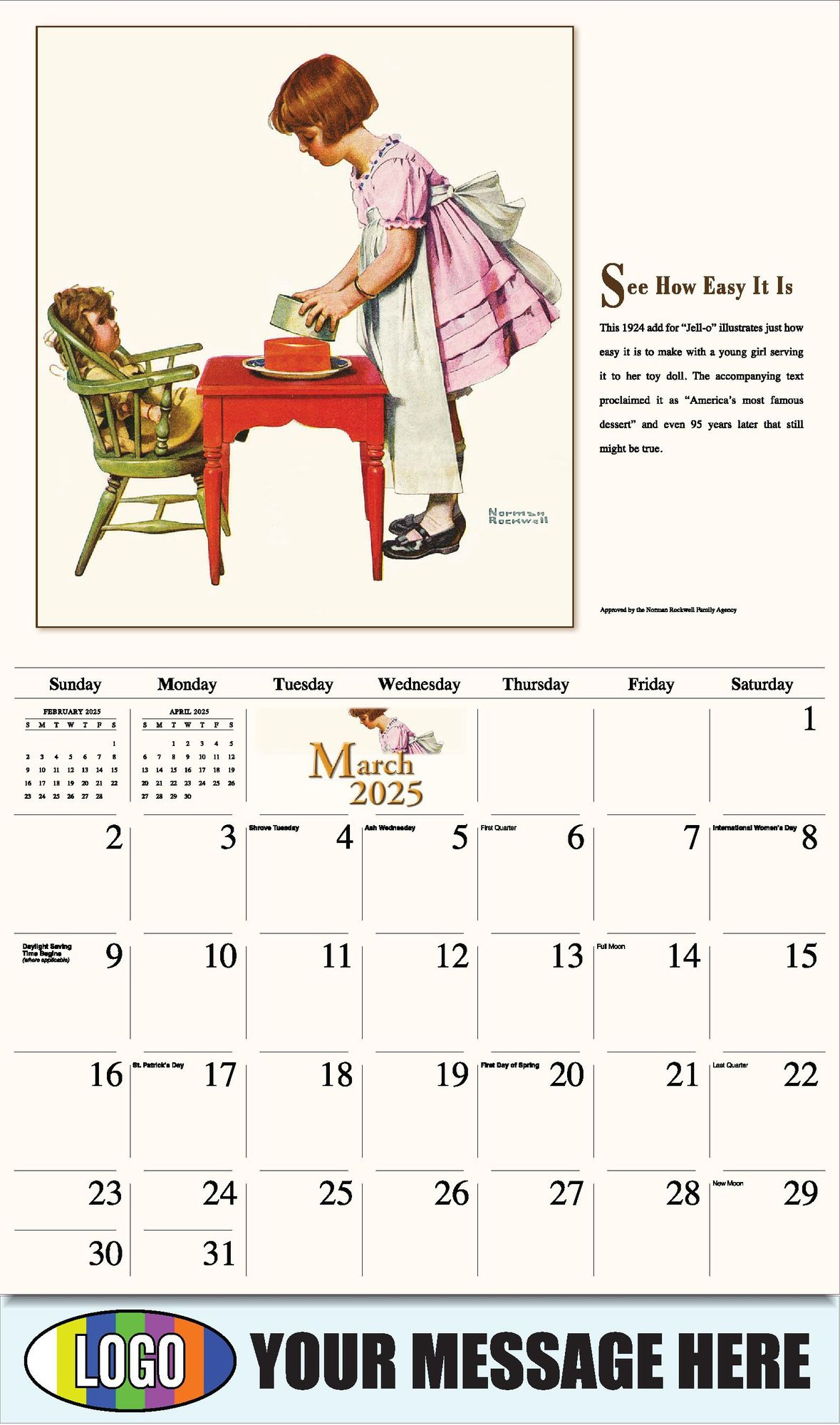 2025 Business Promotion Calendar | Norman Rockwell in Rockwell 2025 Calendar Printable