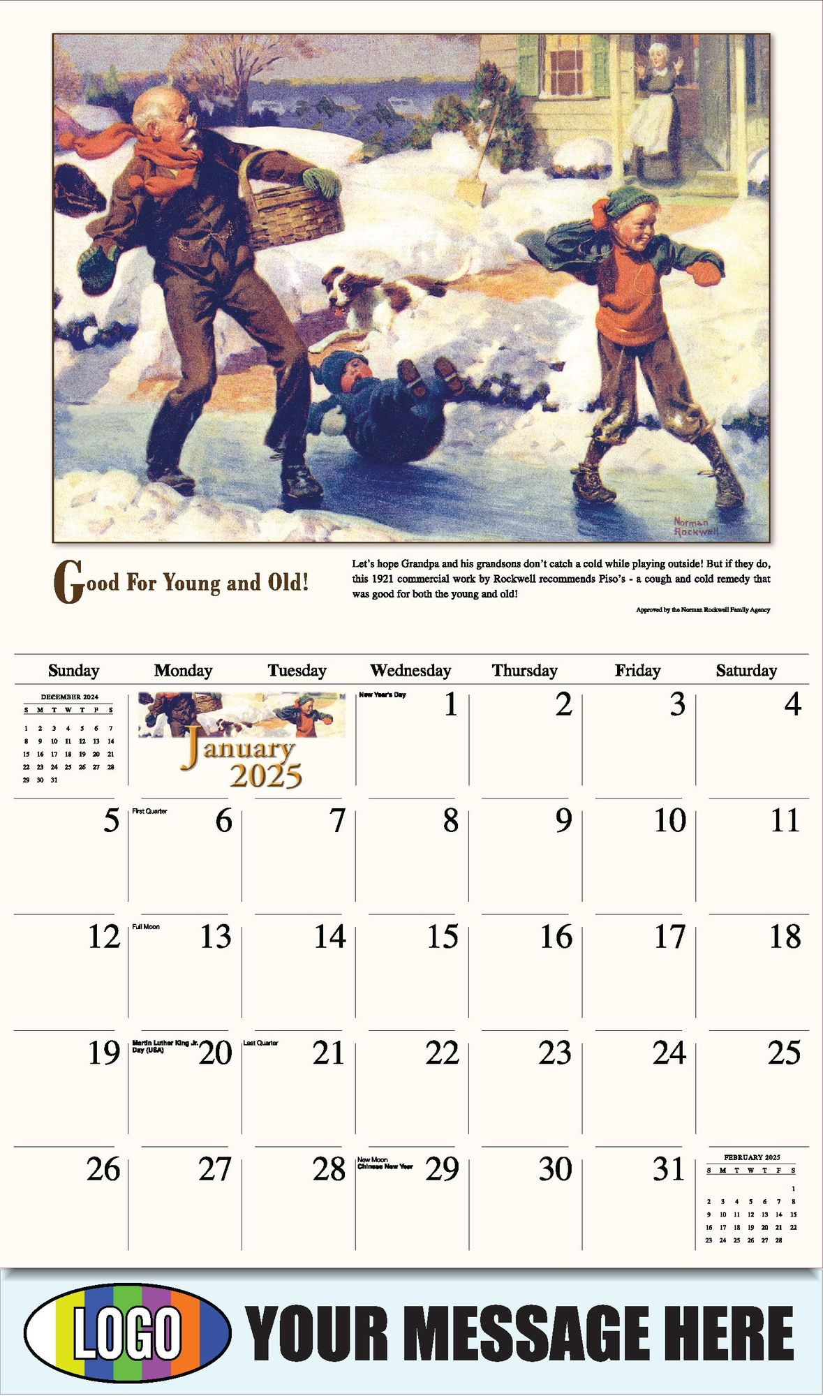2025 Business Promotion Calendar | Norman Rockwell intended for Rockwell 2025 Calendar Printable