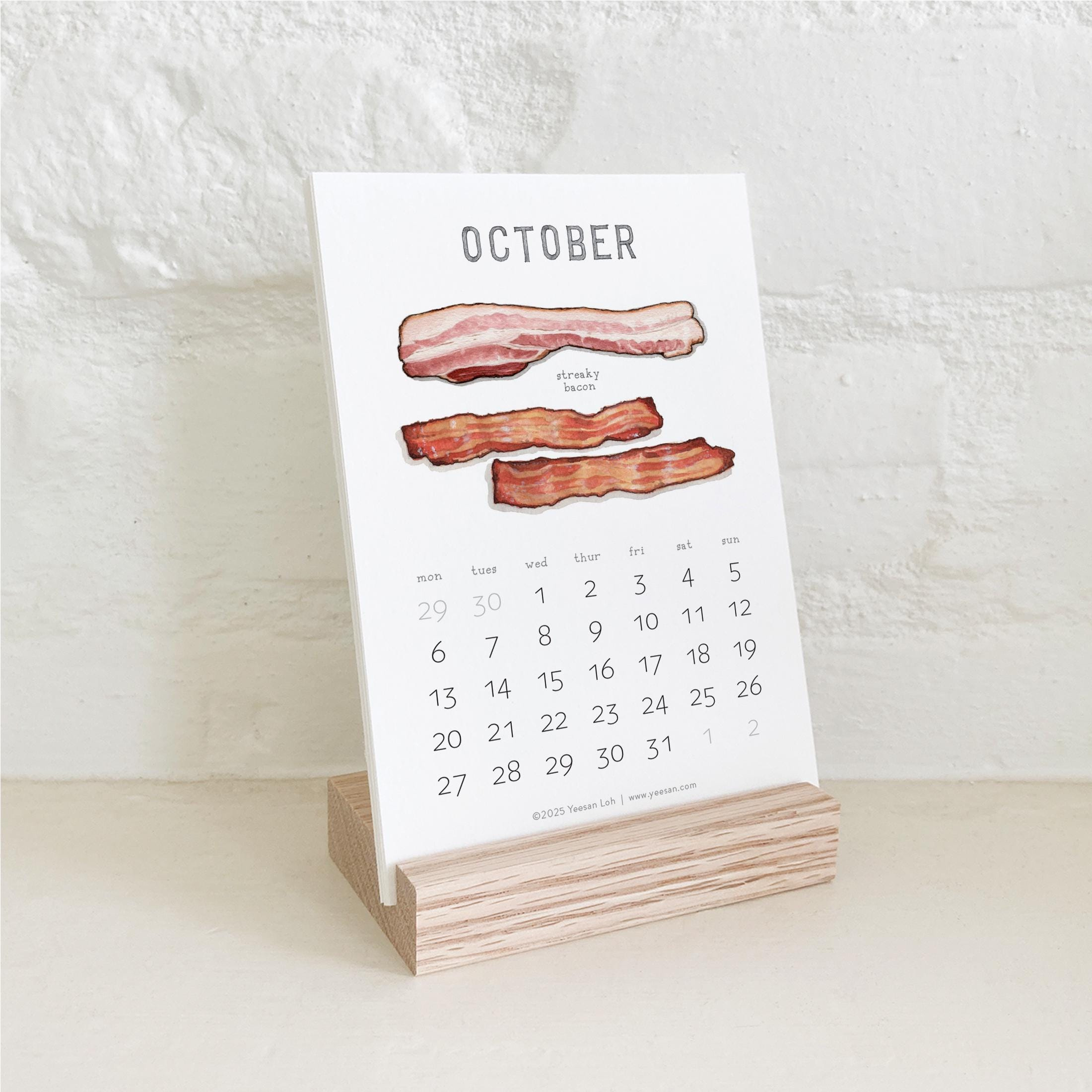 2025 Calendar: Bacon / Food Illustration / Art / Pork / Cured pertaining to I Love Bacon 2025 Calendar Printable