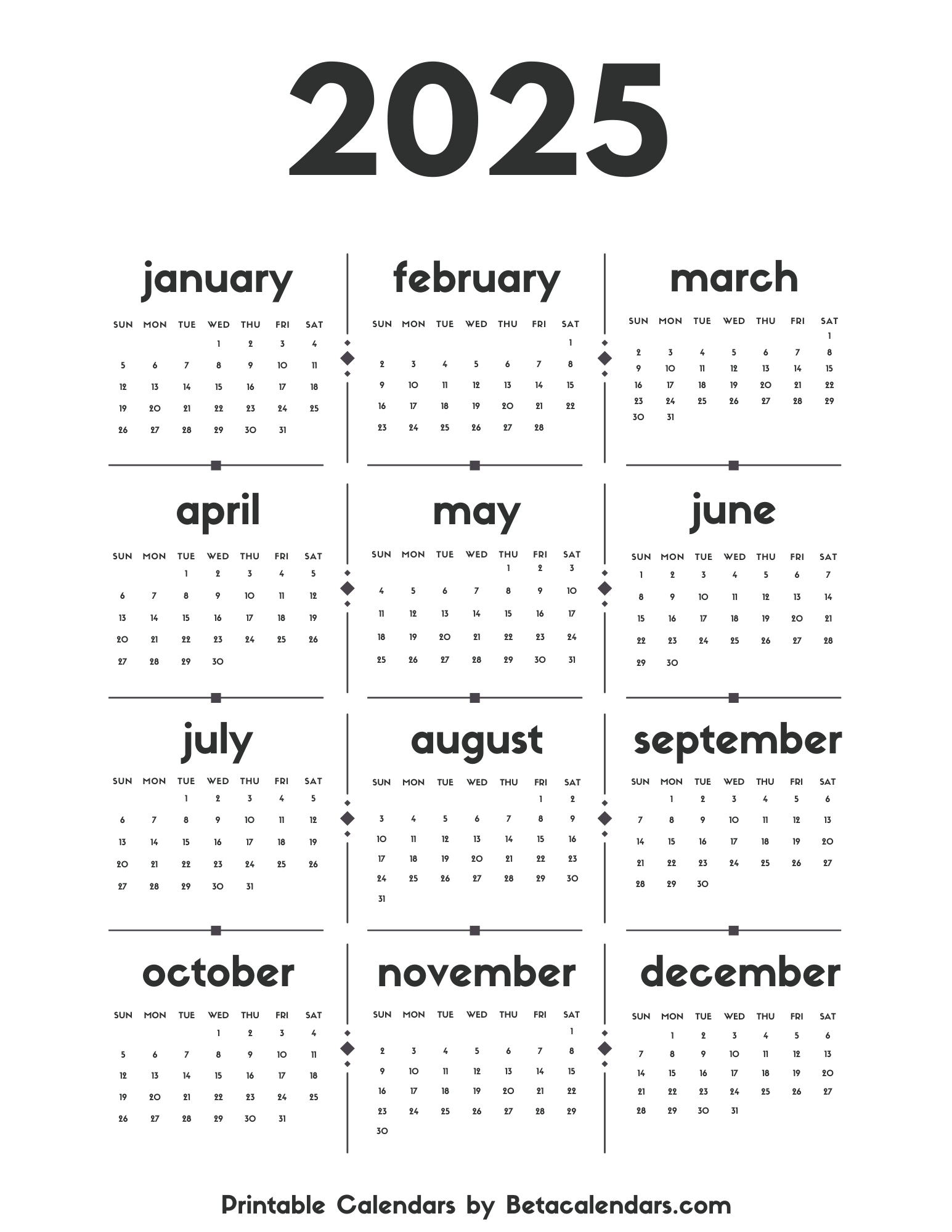 2025 Calendar - Beta Calendars inside Dream Guys 2025 Calendar Printable