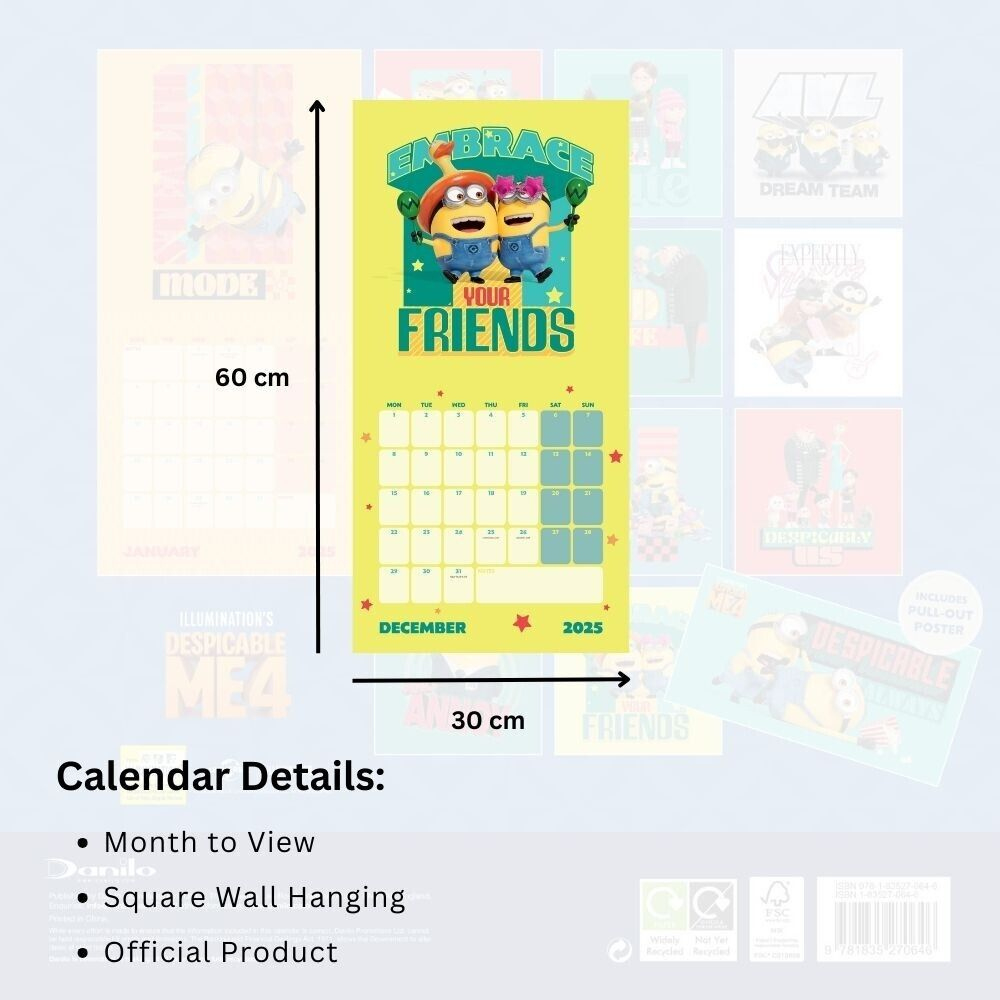 2025 Calendar Despicable Me 4 Movie Month To View Minions Square inside Despicable Me 2025 Calendar Printable