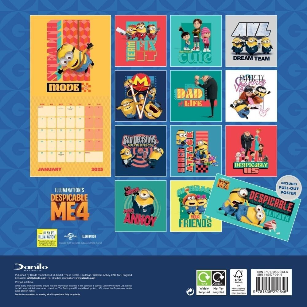 2025 Calendar Despicable Me 4 Movie Month To View Minions Square with regard to Despicable Me 2025 Calendar Printable