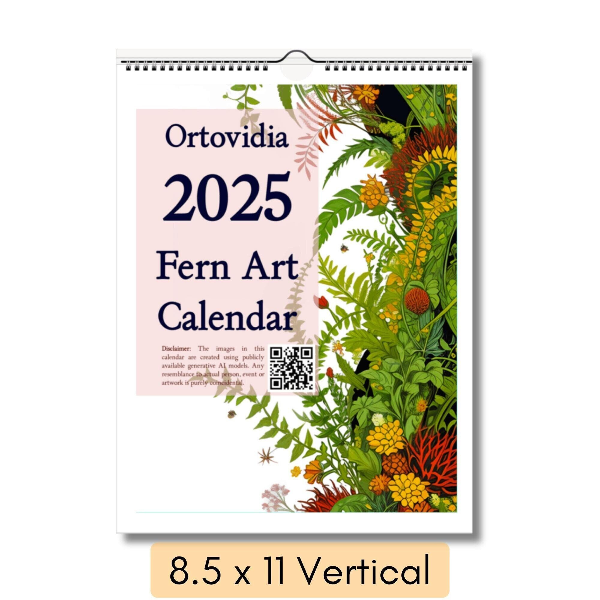 2025 Calendar &amp;quot;Fern Art&amp;quot; Botanical Calendarortovidia | Top Search Trend New Year Christmas Housewarming Nature Lover Gift intended for Botanical Nature Spiral Art 2025 Calendar Printable