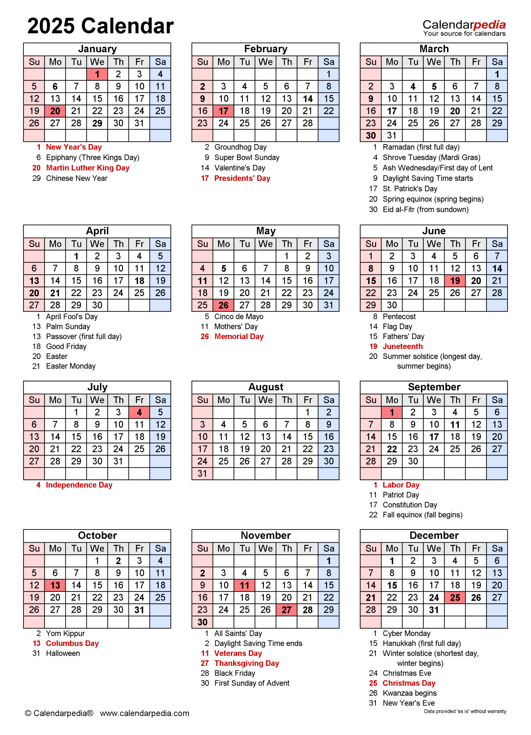 2025 Calendar - Free Printable Pdf Templates | Calendarpedia inside All Country 2025 Calendar Printable