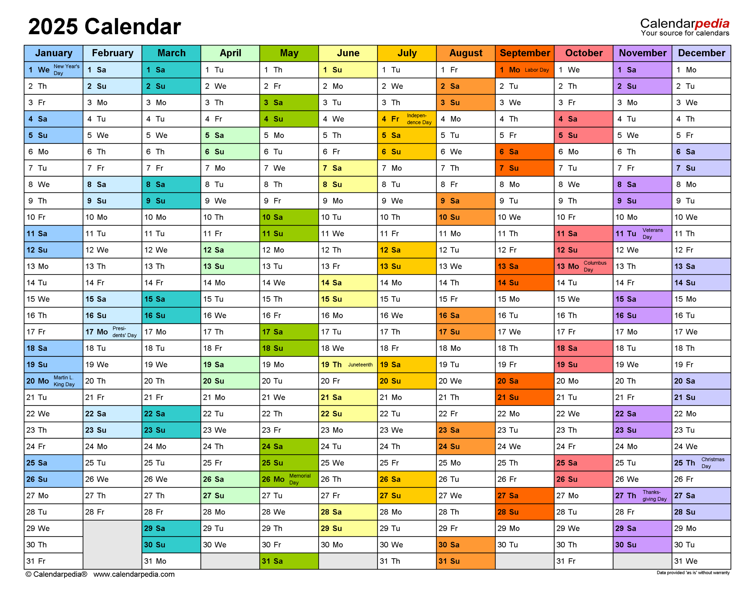 2025 Calendar - Free Printable Pdf Templates | Calendarpedia intended for American Landscapes 2025 Calendar Printable