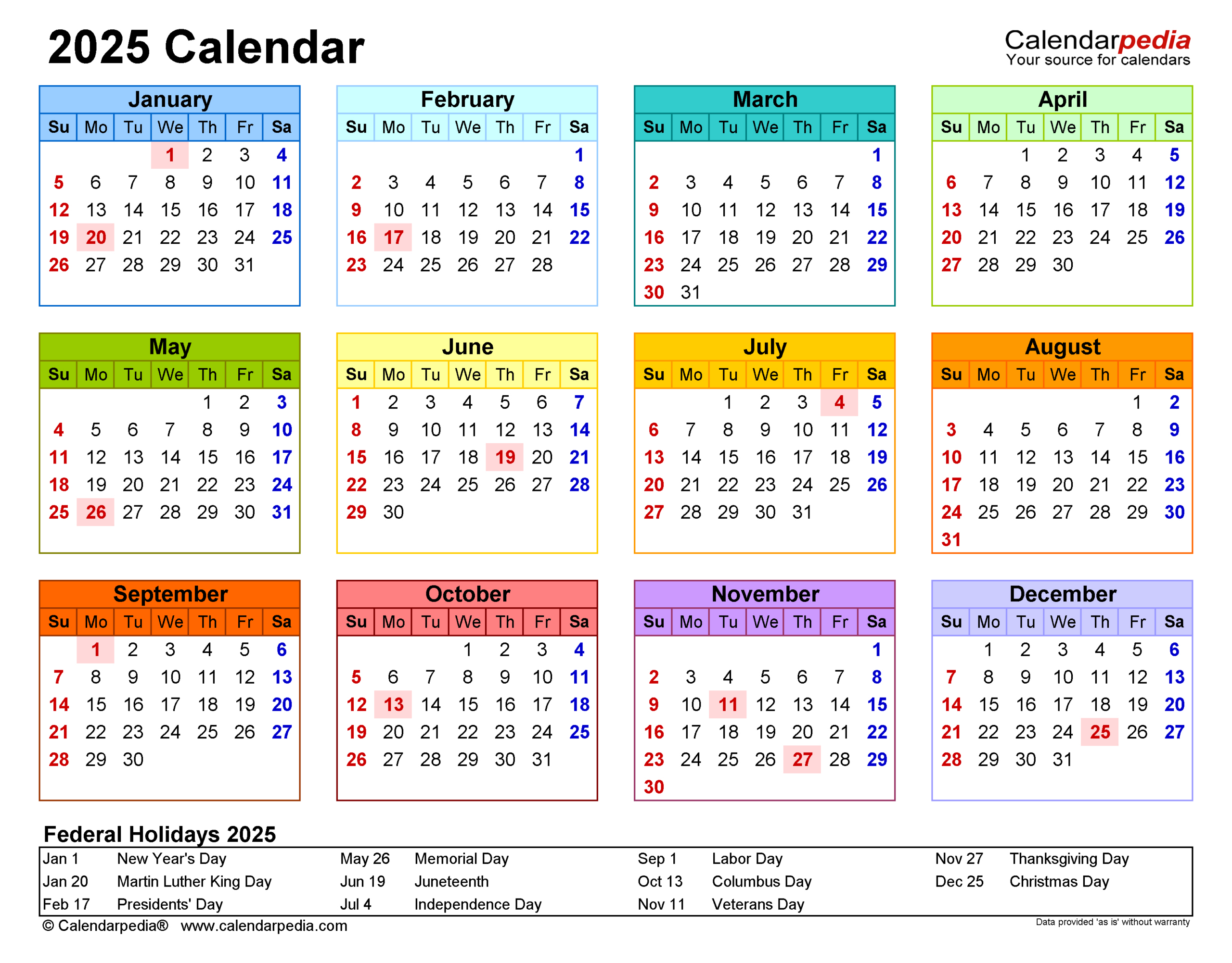 2025 Calendar - Free Printable Pdf Templates | Calendarpedia with regard to American Landscapes 2025 Calendar Printable