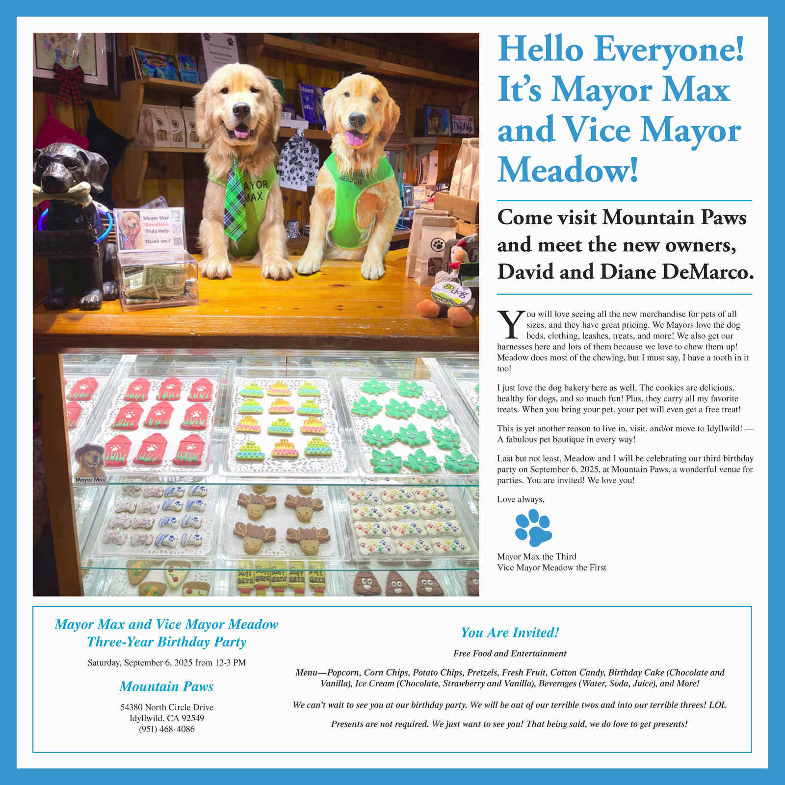 2025 Calendar From The Office Of The Mayor Of Idyllwild in Doggy Want a Treat 2025 Calendar Printable