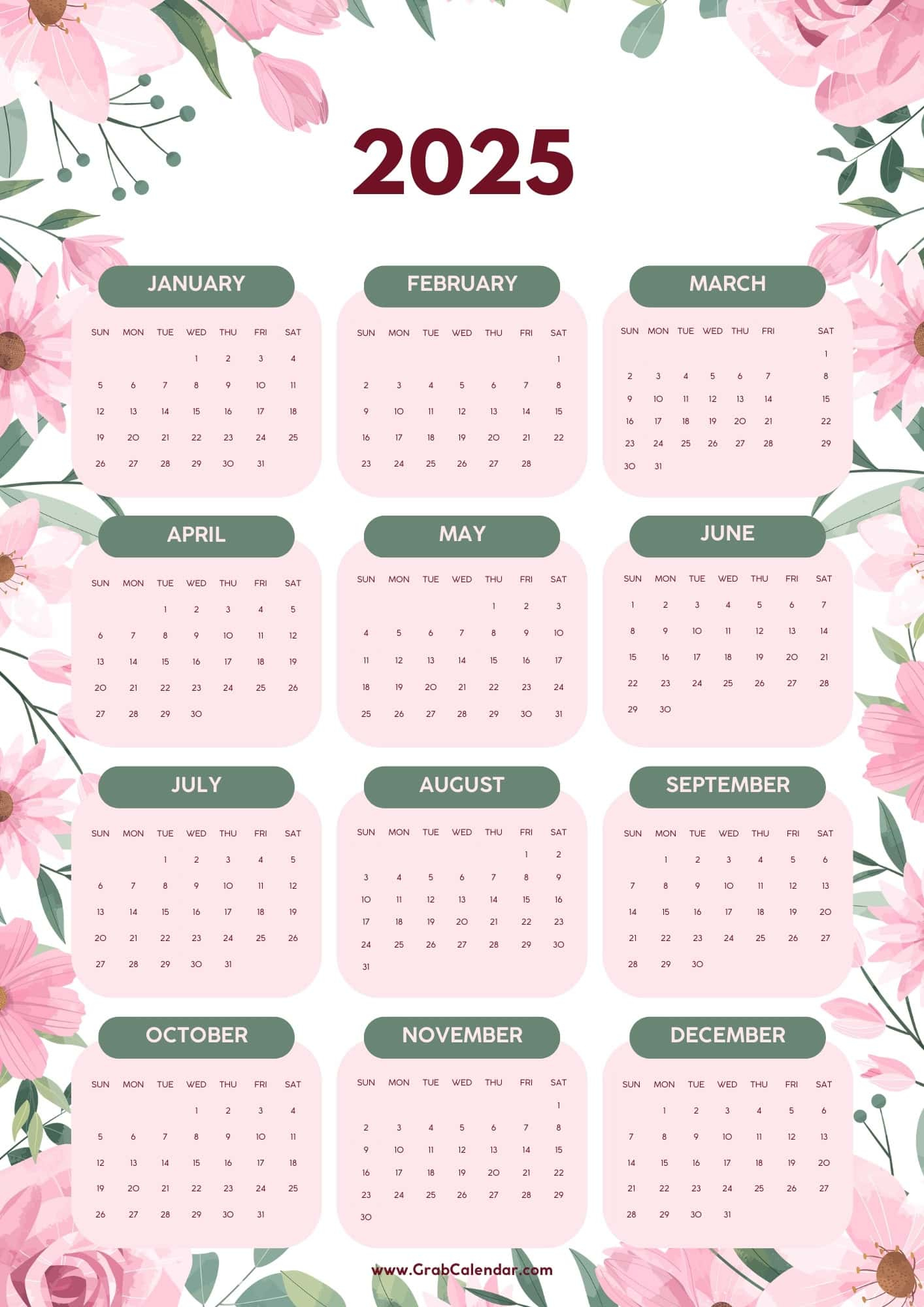 2025 Calendar - Grab Calendar for Precious Moments 2025 Calendar Printable