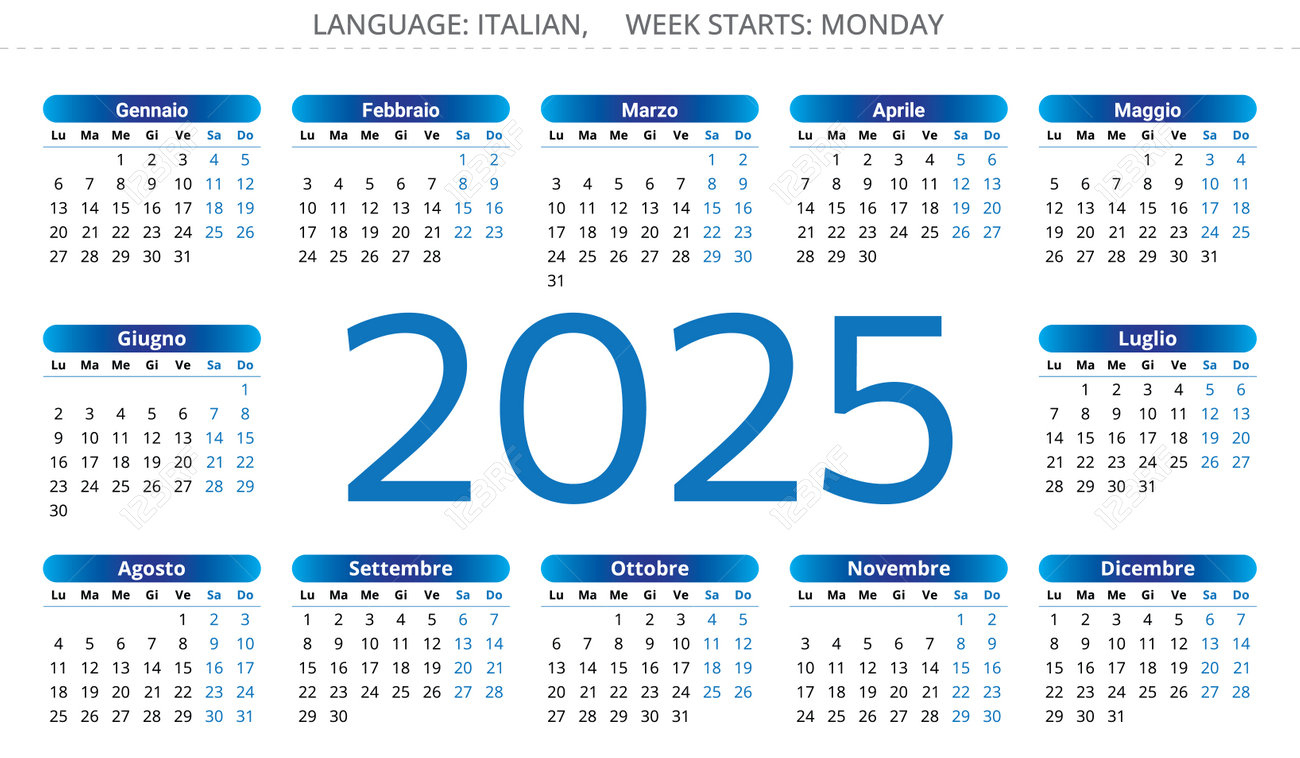 2025 Calendar Italian Language Printable Vector Illustration For intended for Italy 2025 Calendar Printable